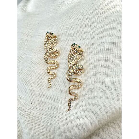 Cobra rhinestone statement rhinestone earrings - Picture 2 of 3